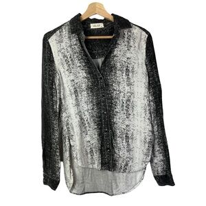 Bella Dahl Black & White Printed Relaxed Fit Button Down Long Sleeve XS